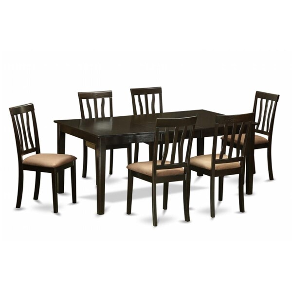 East West Furniture 7 Piece Dining Set-Dining Table With Leaf and 6 Kitchen Chairs HEAN7-CAP-C - main